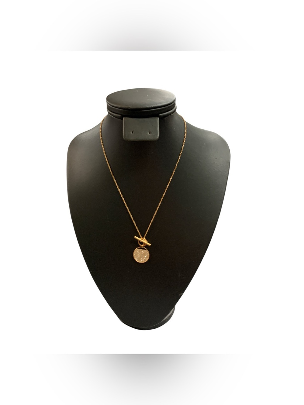 Gold Disc Pendant Necklace with Toggle Clasp - Women Jewelry